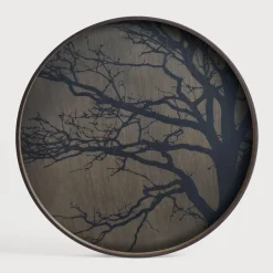Online Ethnicraft Rond Dienblad Black Tree 61cm, kleur Zwart