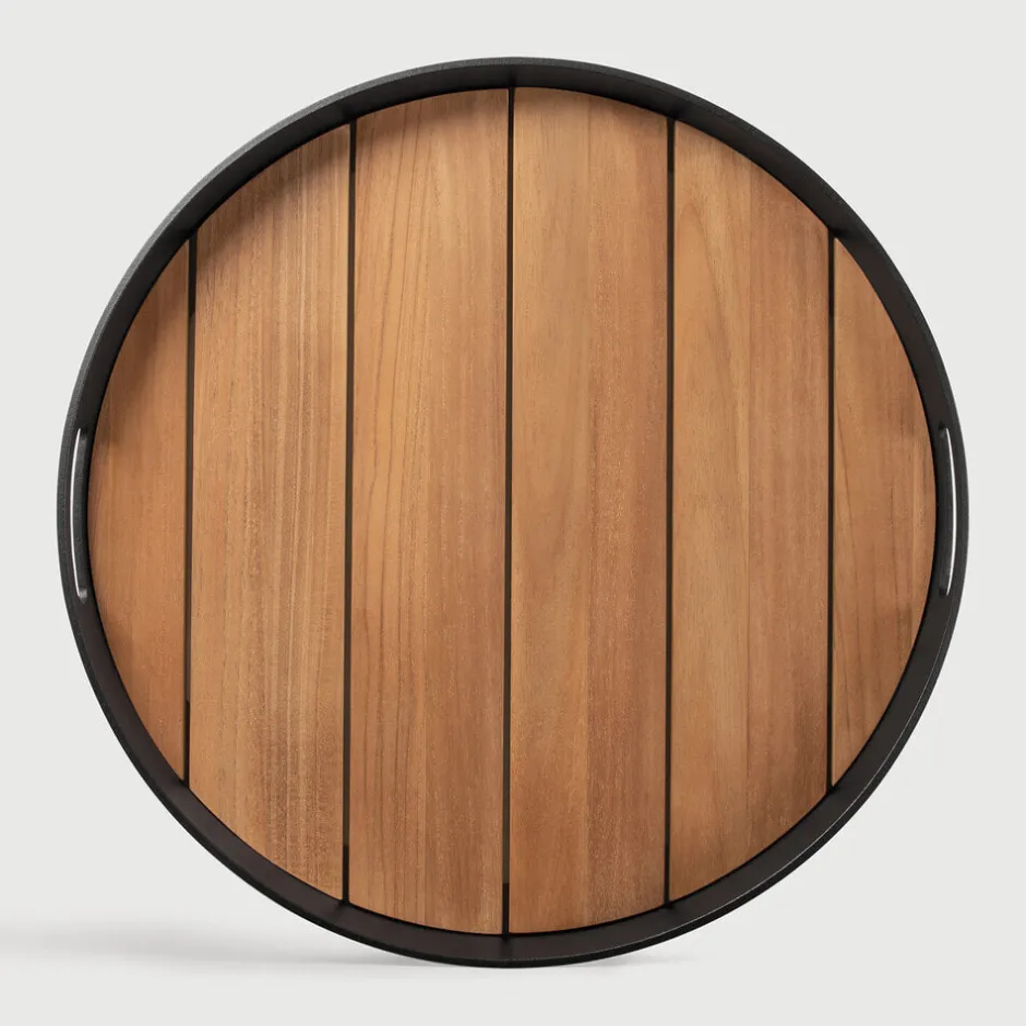 Online Ethnicraft Rond Dienblad Core t.b.v. Outdoor Bijzettafel Tray 49cm ,Teakhout