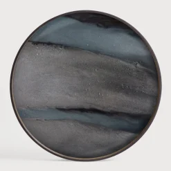 Sale Ethnicraft Rond Dienblad Linear Flow kleur Graphite