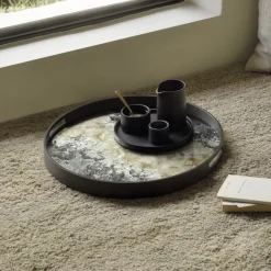 Hot Ethnicraft Rond Dienblad Organic 48cm, kleur Zwart