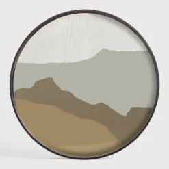 Discount Ethnicraft Rond Dienblad Wabi Sabi 48cm, kleur Zand