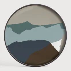 Best Ethnicraft Rond Dienblad Wabi Sabi 92cm, kleur Graphite