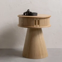 Outlet WOOOD Rond Nachtkastje Karri Populierenhout, 38cm Naturel