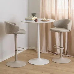 Hot Bendt Ronde Bartafel Tempest Keramiek met marmerprint, 80cm, kleur Wit