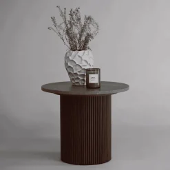 Discount Nohr Ronde Bijzettafel Adrin Marmerlook, 52cm Walnoot