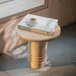 New Zuiver Ronde Bijzettafel Chunk Eiken, 45cm Naturel