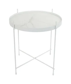 Discount Zuiver Ronde Bijzettafel Cupid Marmerlook, 43cm Wit