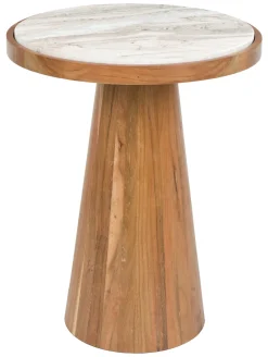 Best ZILT Ronde Bijzettafel Dejuan Marmer en acaciahout, 40cm