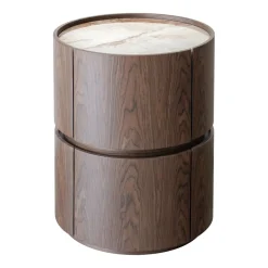 Online Richmond Interiors Ronde Bijzettafel Ellery Keramiek, Met 2 lades, 50cm Bruin