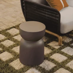 Hot Kave Home Ronde Bijzettafel Garbet Cement, 32cm, kleur Bruin