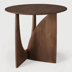 New Ethnicraft Ronde Bijzettafel Geometric Gevernist Hout, 51cm