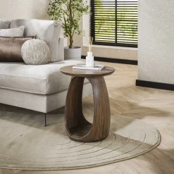 Hot LifestyleFurn Ronde Bijzettafel Jabril Acaciahout Massief acacia glaze brown
