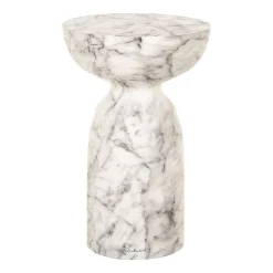 Hot Richmond Interiors Ronde Bijzettafel Kita Faux marmer, 34cm Wit