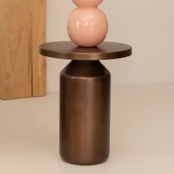 Clearance Kave Home Ronde Bijzettafel Malya 40.5cm, kleur Koper