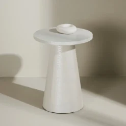 Discount Nohr Ronde Bijzettafel Mikeisha 35cm, kleur Glossy Wit Glossy White