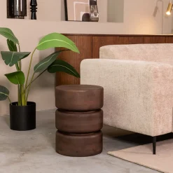 Outlet LABEL51 Ronde Bijzettafel Milly Mangohout, 35cm, kleur Espresso