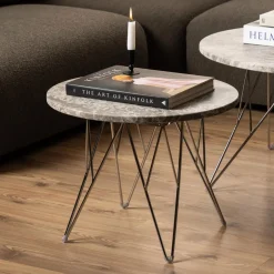 New Bendt Ronde Bijzettafel Nadia Marmer, kleur Grijs/ Bruin