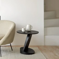 Online Ethnicraft Ronde Bijzettafel Oblic Gevernist Teakhout, 52cm