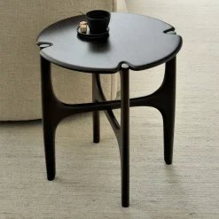 Outlet Ethnicraft Ronde Bijzettafel PI Gevernist Hout, 47cm