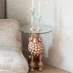 Richmond Interiors Ronde Bijzettafel Poodle Glas, 48cm