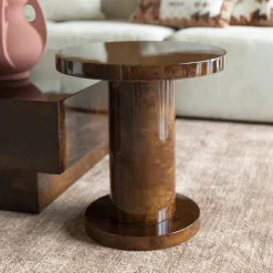 Clearance Dutchbone Ronde Bijzettafel Quinn Eucalyptushout, 46cm