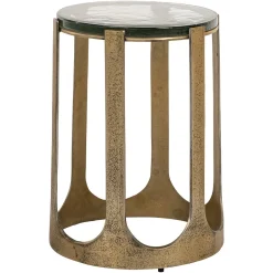 Outlet Richmond Interiors Ronde Bijzettafel Rixo Glas en brushed gold, 37cm Goud