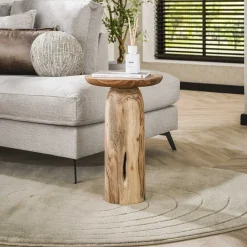 LifestyleFurn Ronde Bijzettafel Shavonna Acaciahout Massief acacia naturel