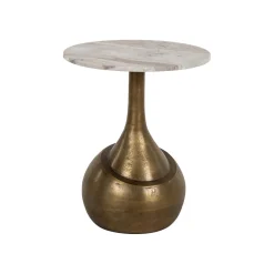Richmond Interiors Ronde Bijzettafel Sia Marmer en , 47cm Brushed gold