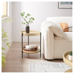 Best Artistiq Living Ronde Bijzettafel Sylver MDF en metaal, 44cm