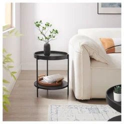 Best Artistiq Living Ronde Bijzettafel Sylver MDF en metaal, 44cm