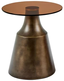 Online Bendt Ronde Bijzettafel Tameeka Glas en brons staal, 45cm Bruin