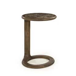 New Eleonora Ronde Bijzettafel Vito Marmer en Mangohout, 43 x 37cm