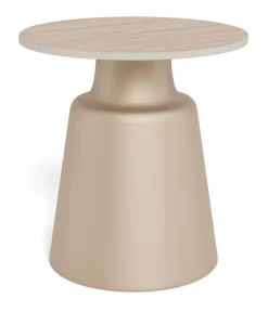 Discount Bendt Ronde Bijzettafel Waleed Keramiek in travertinlook, 45cm, kleur Beige
