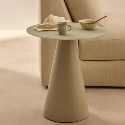 Online Kave Home Ronde Bijzettafel Wilshire Gehard glas, 50cm