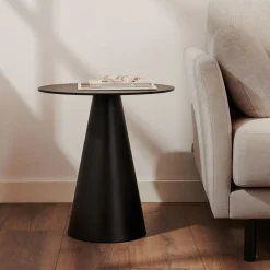 Online Kave Home Ronde Bijzettafel Wilshire Gehard glas, 50cm