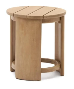 Discount Kave Home Ronde Bijzettafel Xoriguer Eucalyptushout, 60cm hoog Naturel