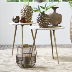 Hot Light & Living Ronde Bijzettafel Zeca Marmer, Set van 2 stuks