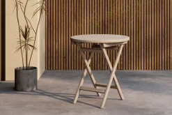 Clearance Nohr Ronde Bistrotafel Amberia Teakhout, 70cm, kleur Whitewash