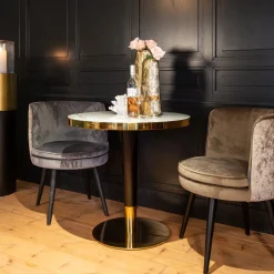 New Richmond Interiors Ronde Bistrotafel Osteria Faux Marmer en Staal, Ø80cm Goud