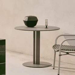 Outlet Kave Home Ronde Bistrotafel Sedalis Aluminium, 80cm, kleur Taupe