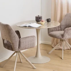 Hot Bendt Ronde Bistrotafel Tempest Keramiek met marmerlook, 90cm, kleur /Grijs Bruin