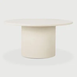 Sale Ethnicraft Ronde Bistrotafel/Eetafel Elements Microcement, kleur Off White