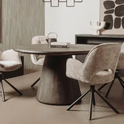 Outlet Tower Living Ronde Eettafel Asti Mangohout, kleur Olijfbruin