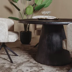 Tower Living Ronde Eettafel Asti Mangohout, kleur Zwart