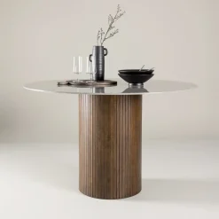 Nohr Ronde Eettafel Audrin Glas met marmerlook, 120cm