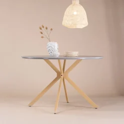 Discount Nohr Ronde Eettafel Chenell Marmerlook, 120cm, kleur Grijs