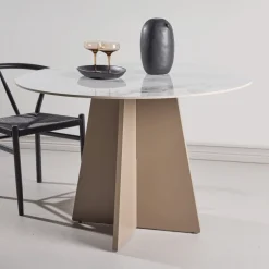 Clearance Nohr Ronde Eettafel Cynthiaann Marmerlook, 110cm, kleur Beige