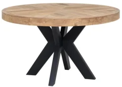 Outlet DTP Home Ronde Eettafel Einstein Hongaarse punt, Teakhout Bruin, Zwart