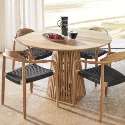 Outlet Kave Home Ronde Eettafel Jeanette Teakhout, 120cm, kleur Naturel