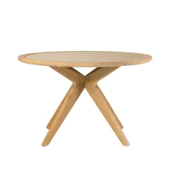 New Kave Home Ronde Eettafel Julieta Massief Acacia / Polycement, 120cm, kleur Beige